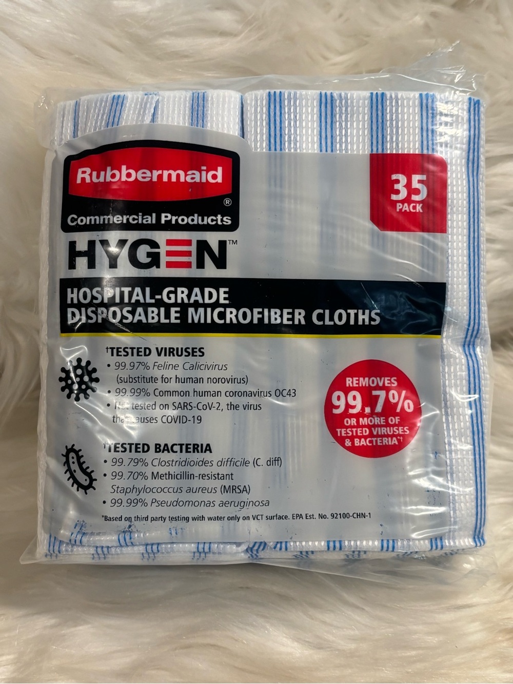 Rubbermaid Hygen Hospital-Grade Disposable Microfiber Cloths 35 Pack